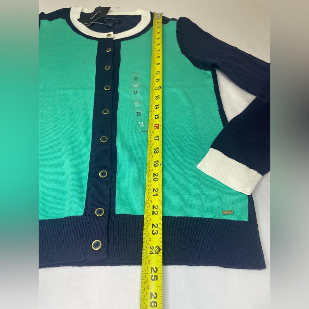 Tommy Hilfiger Teal and Navy Button-Up Cardigan - Picture 7 of 13
